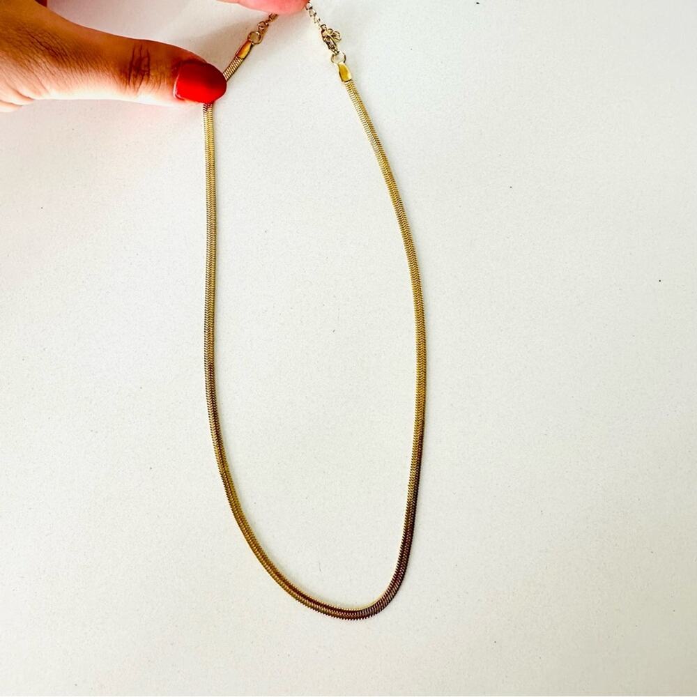 NEW NORDSTROM REVOLVE 18kt Gold Plated Choker Slim Chain Necklace Jewelry Retro - Picture 5 of 11